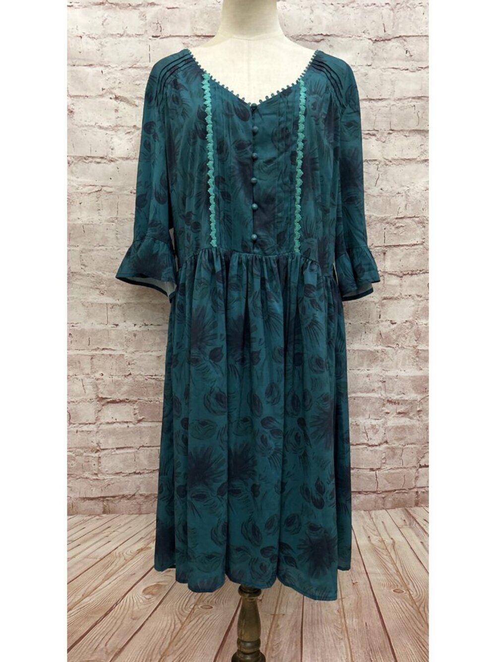 Lindy Bop Womens Dress Francy May Vintage 50s Inspired Green Floral US 16 NEW